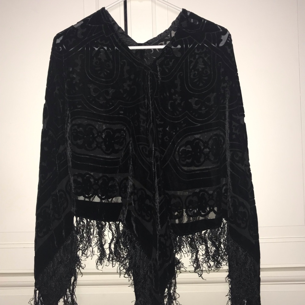Vintage black velvet poncho
